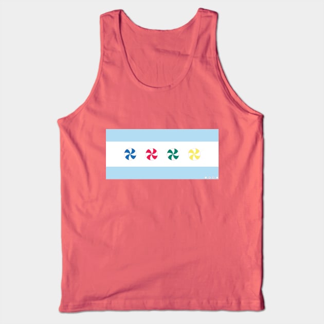 Pinwheel Chicago Flag 2.0 Tank Top by Snark Buehrle